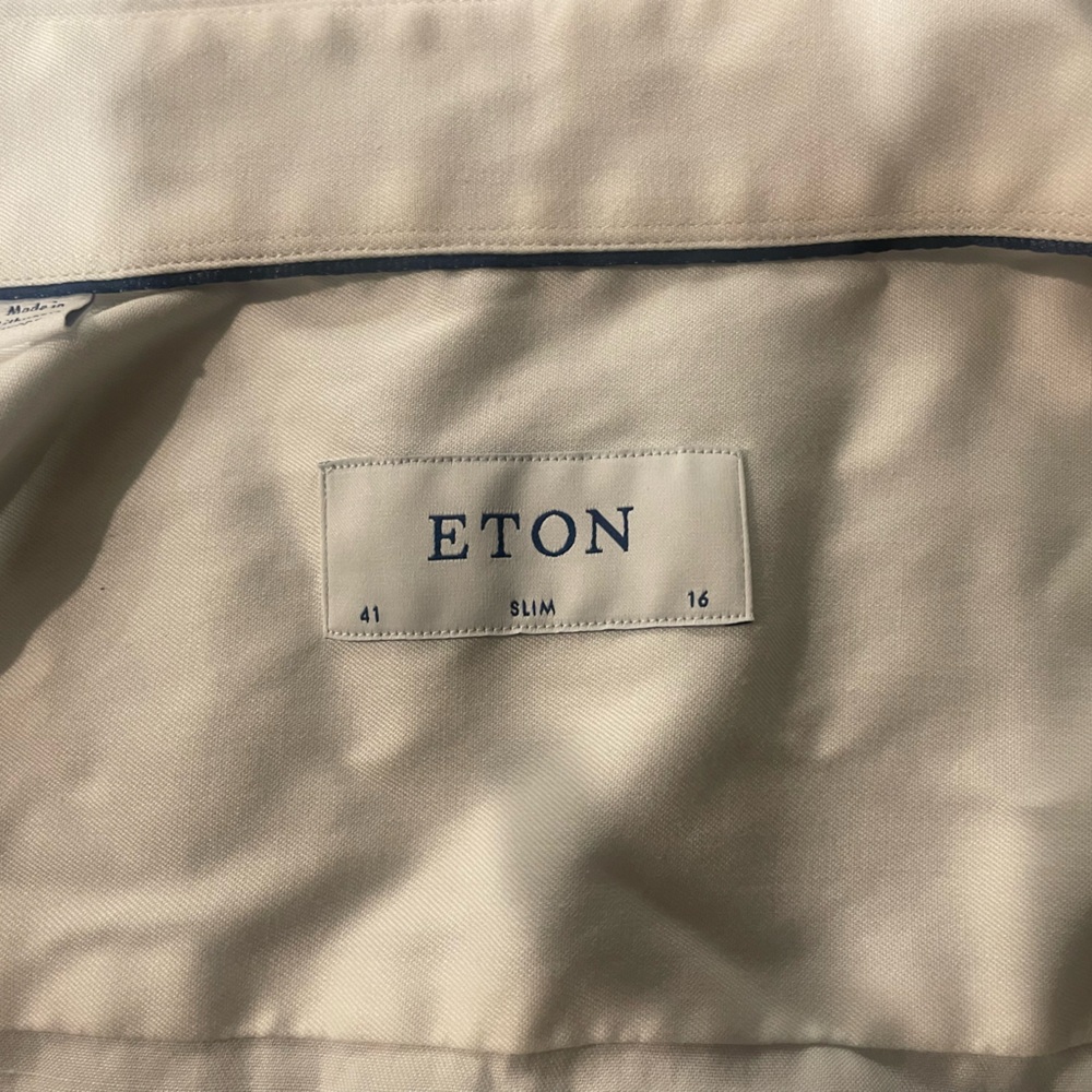 Eton slim fit white dress shirt 41 /16.